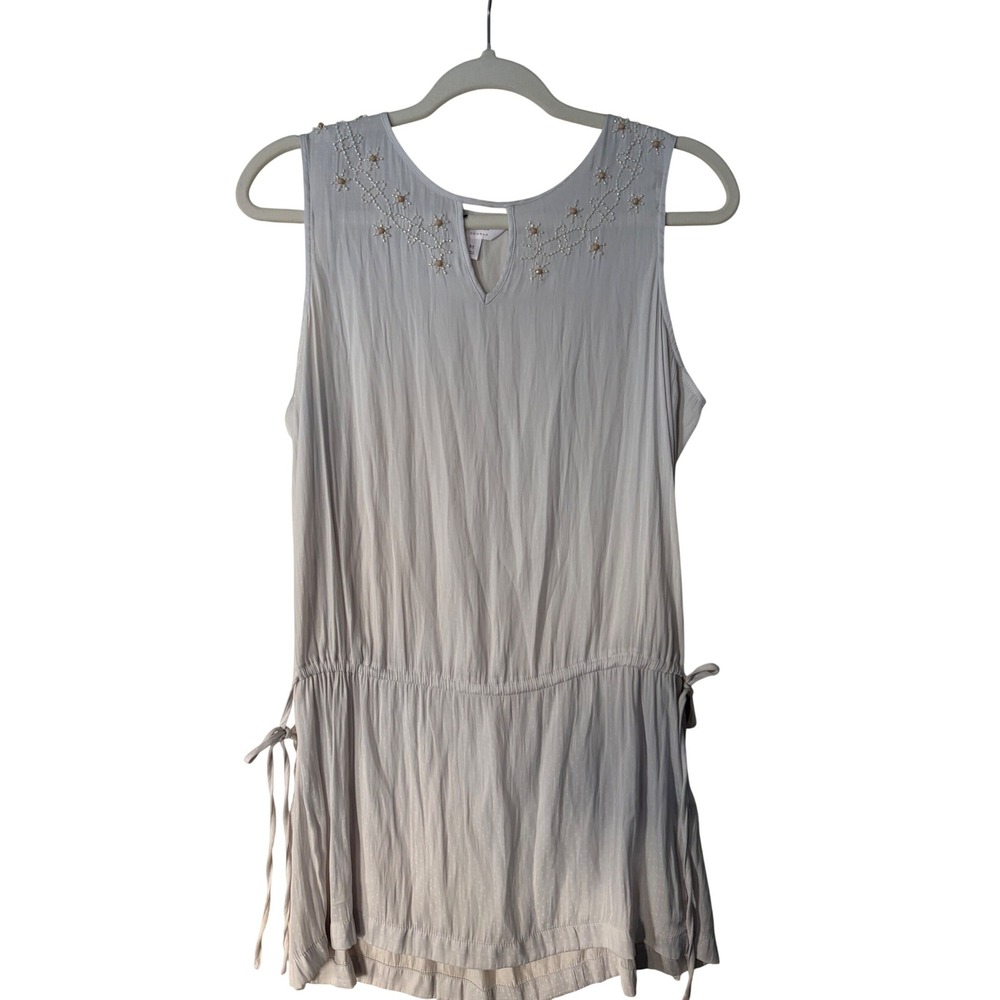 LC Lauren Conrad Beaded Sleeveless Drop Waist Tunic Top Gray Medium 400391676288